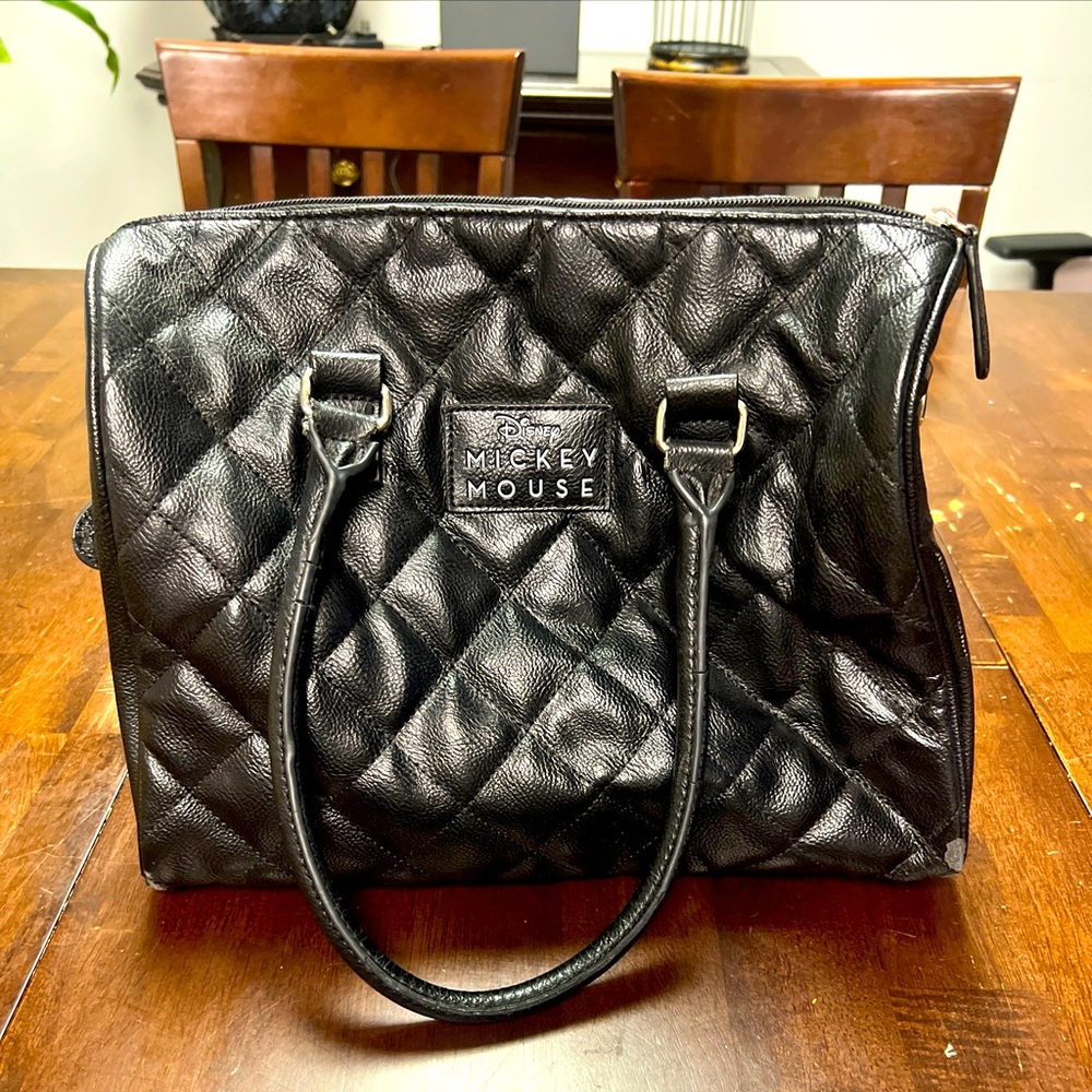 Disney Mickey Mouse Black leather‎ Quilted Design Bag Purse Loungefly